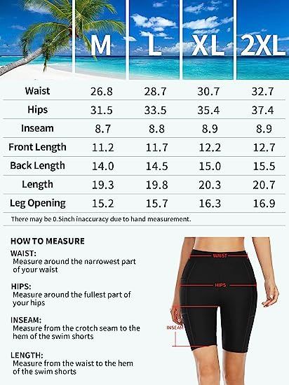 Long Swim Shorts for Women Swim Capris UPF50+ Sport Board Shorts