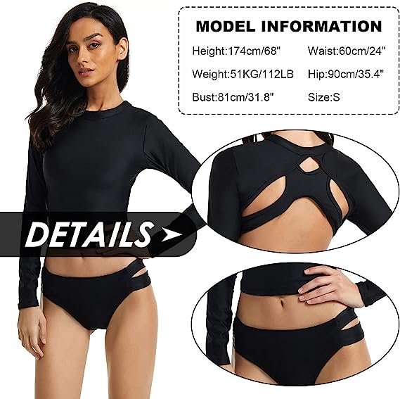 Women's 2-piece sunscreen long sleeved swimsuit UPF 50 bikini set