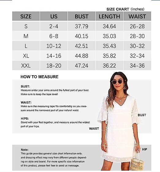Women's White Dress Sweet and Cute V Neck Ruffle Short Sleeve Sun Protection Dress Wide