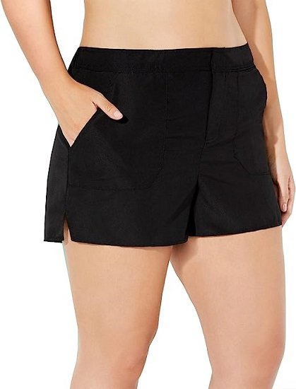 Women's Plus Size Swim Shorts Quick Dry Two-Piece Swim Trunks