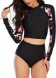 Women's Long Sleeve Swimsuit UV Protection Two-Piece Printed Surf Swimsuit
