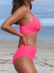 Women's Swimsuit High Waisted V Neck Twist Front Adjustable Spaghetti Straps Bathing Suit
